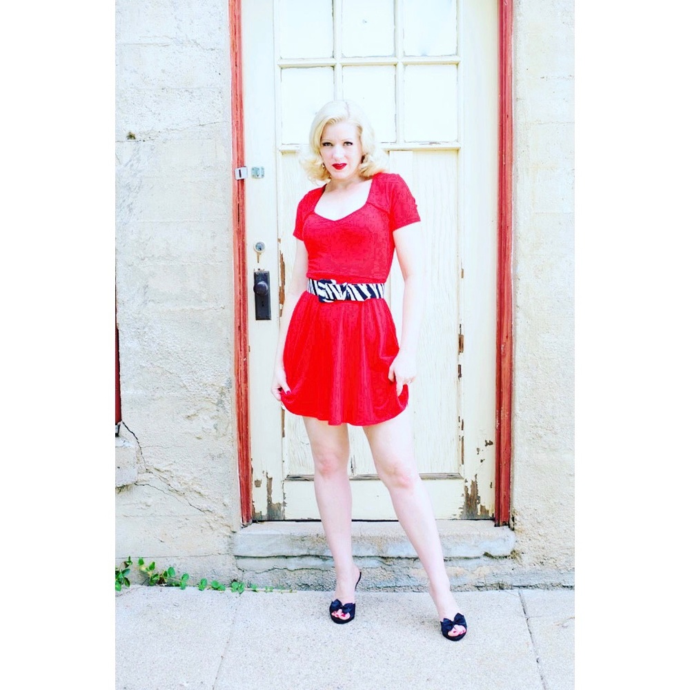Express Red Ribbed Dress